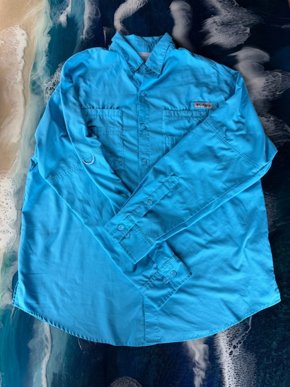 LOWEST! Columbia PFG  Sz XL Long Sleeve Button Shirt Turquoise BUY or BUNDLE